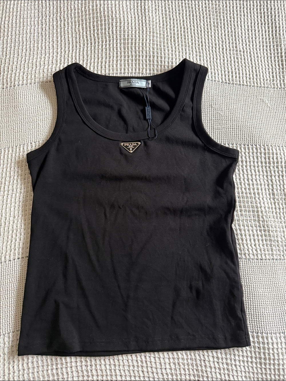 Prada Black Logo Triangle Tank Top - Picture 3 of 4